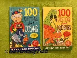 Front Covers of '100 Questions About Oceans' and '100 Questions About Dinosaurs'