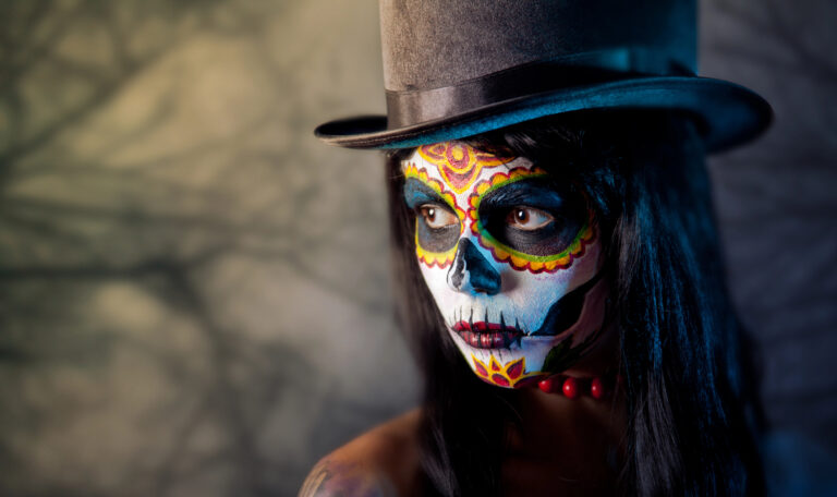 Sugar skull girl in tophat